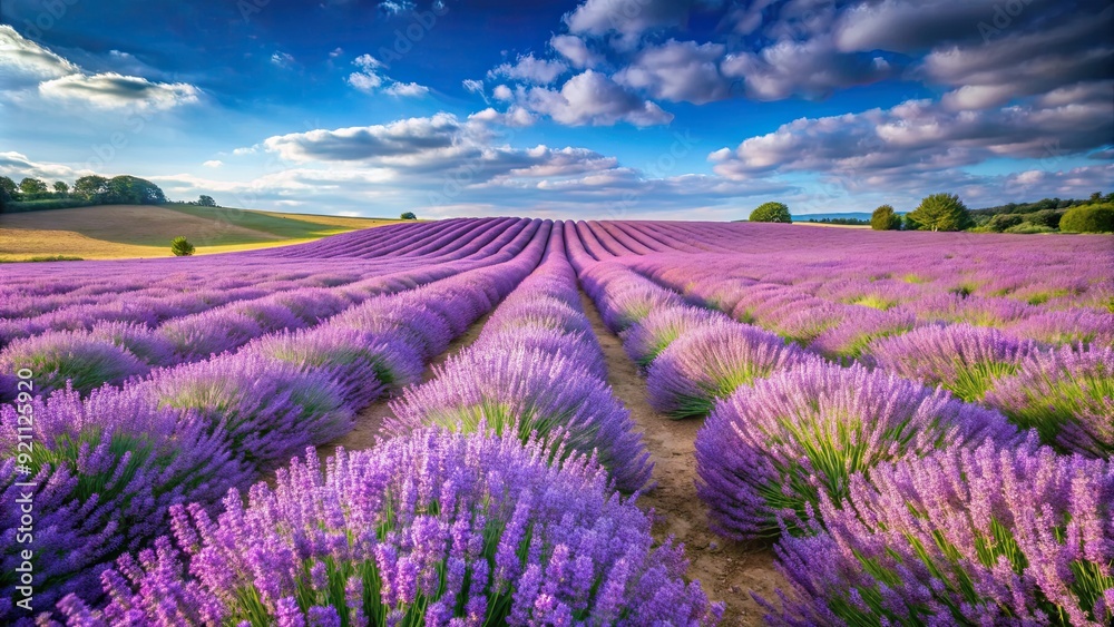 Fototapeta premium Beautiful lavender field in full bloom during the summer , lavender, flowers, purple, fragrant, field, nature