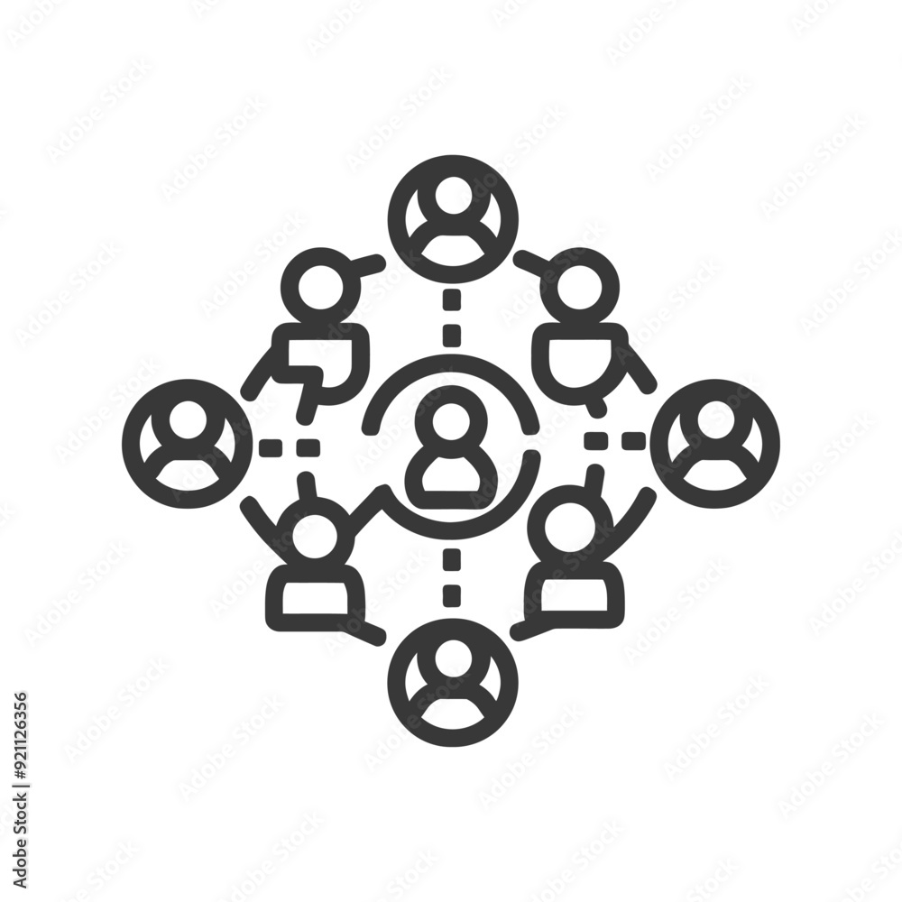 Network of connected people icons representing communication and collaboration