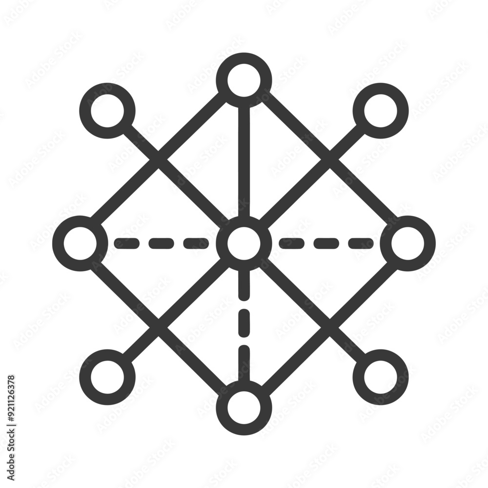Network with eight nodes connected in a diamond shape Network with eight nodes connected in a diamond shape