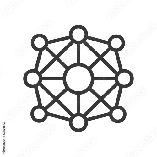 Network of interconnected circles with a central hub