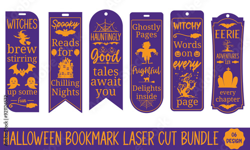 Laser Halloween Kids Bookmark Files, Creative Spooky SVGs for Glowforge! Perfect for Scrap Buster Projects, Halloween Crafts, and Unique Bookmark Design Ideas for Children.