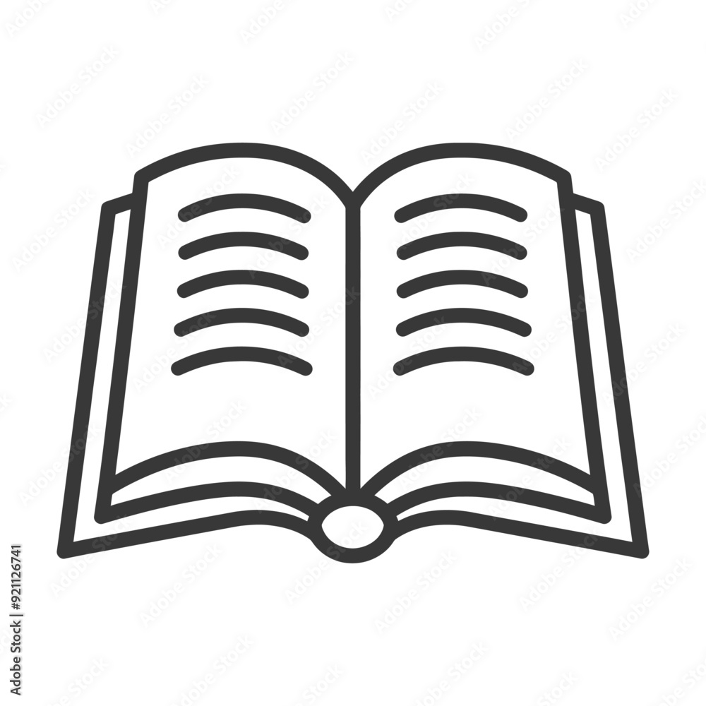 Open Book with Curved Pages and Detailed Spine Open Book with Curved Pages and Detailed Spine