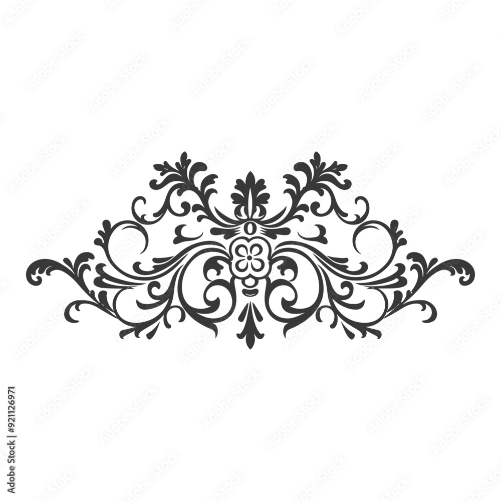 Ornamental Floral Design with a Central Flower Ornamental Floral Design with a Central Flower