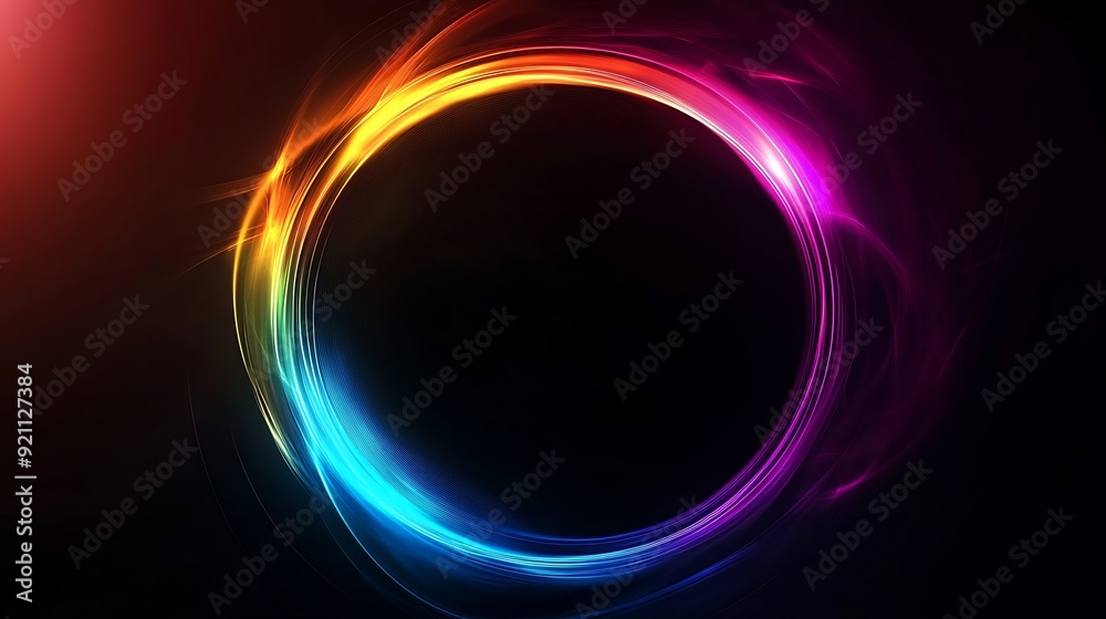 Glowing Vibrant Light Circle on a Deep Black Background for Graphic Design and Abstract Concepts Glowing Vibrant Light Circle on a Deep Black Background for Graphic Design and Abstract Concepts