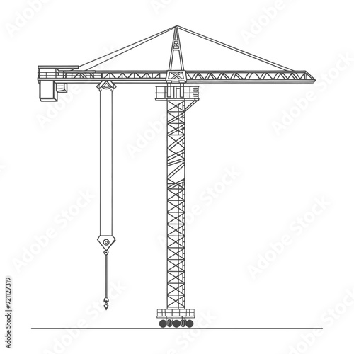 Outline Drawing of a Construction Crane with a Hook
