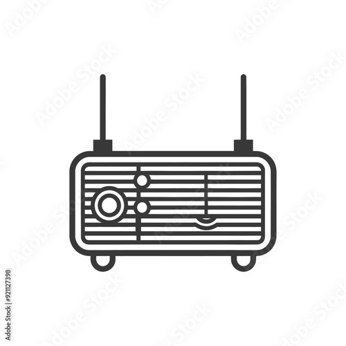 Outline Drawing of a Retro Radio with Antennas