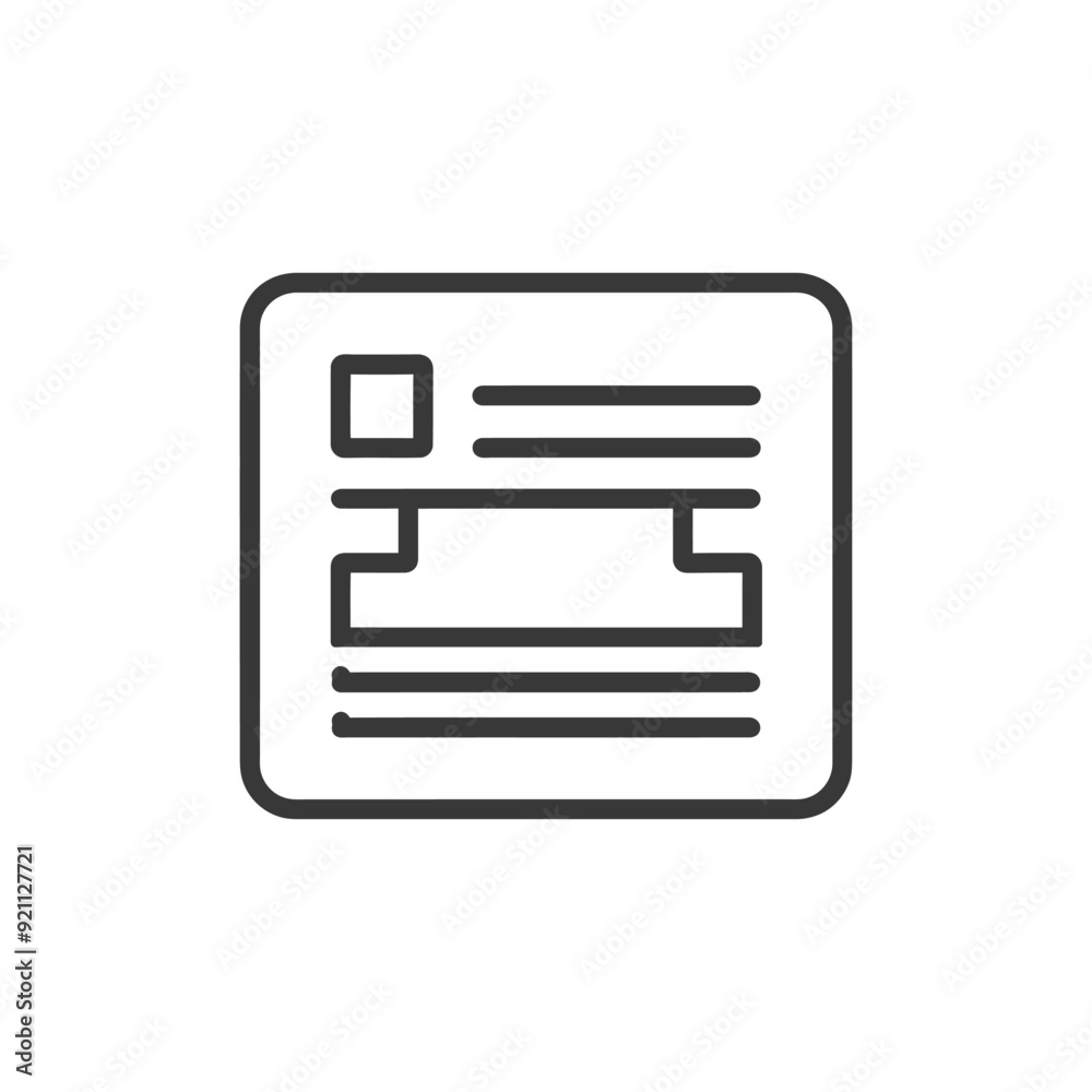 Outline Icon of a Document with Lines and a Square Outline Icon of a Document with Lines and a Square