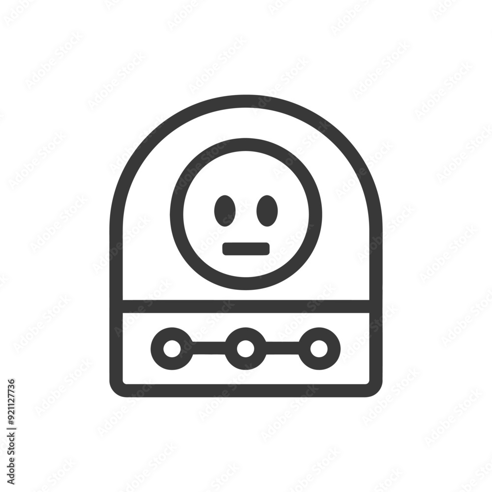 Outline Icon of a Smart Electrical Outlet with a Neutral Facial Expression Outline Icon of a Smart Electrical Outlet with a Neutral Facial Expression