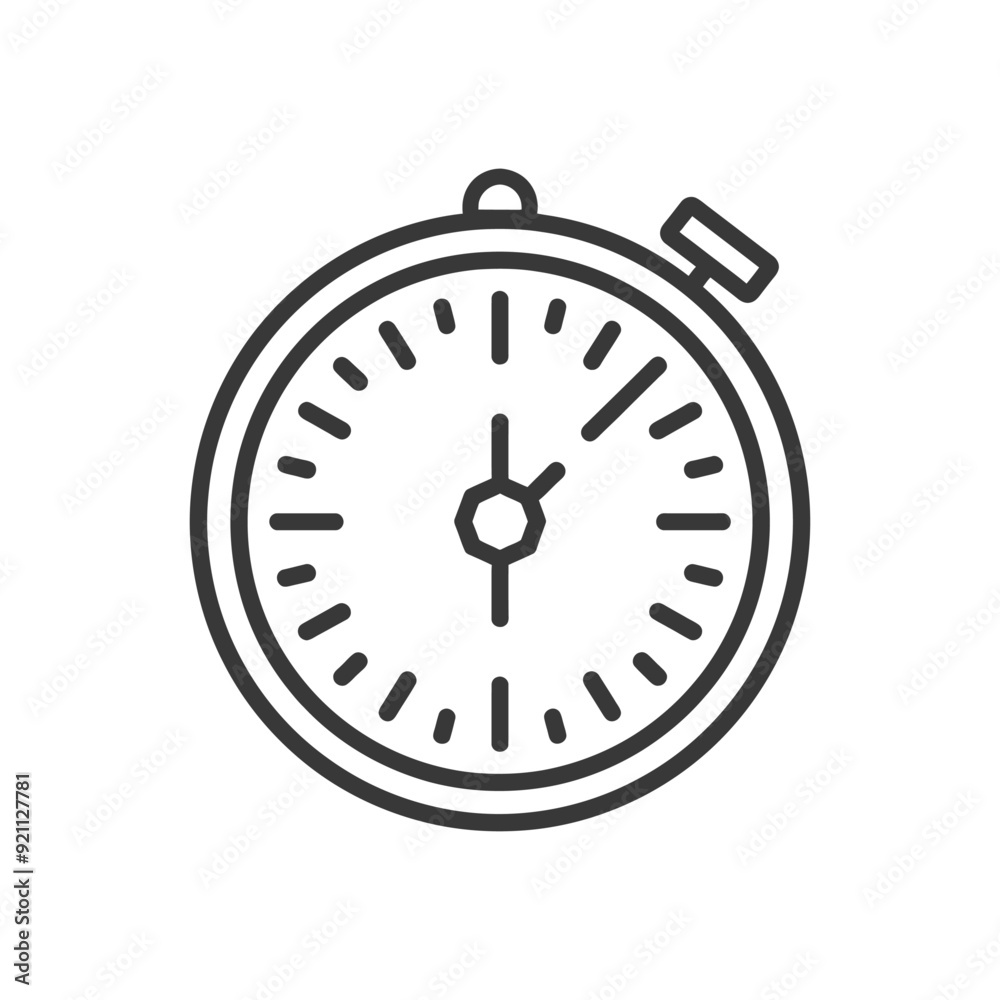Outline Icon of a Stopwatch with Hour and Minute Hand Outline Icon of a Stopwatch with Hour and Minute Hand