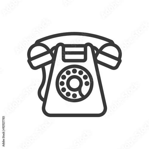 Outline Icon of a Vintage Rotary Dial Phone