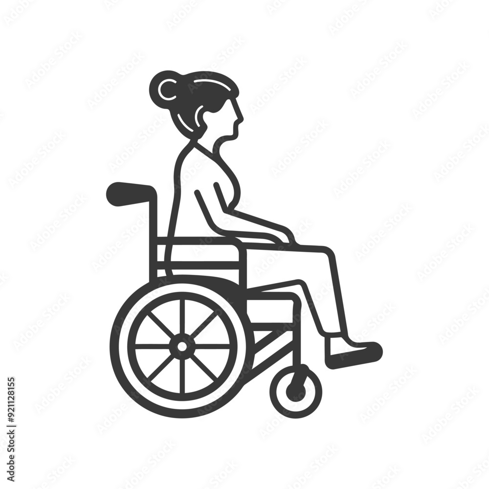 Outline Illustration of a Person Sitting in a Wheelchair Outline Illustration of a Person Sitting in a Wheelchair