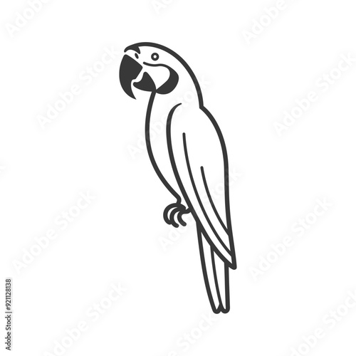 Outline illustration of a parrot facing left