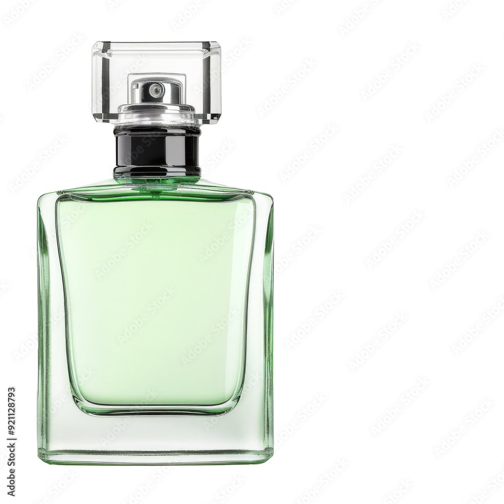 Elegant Green Perfume Bottle on a White Background