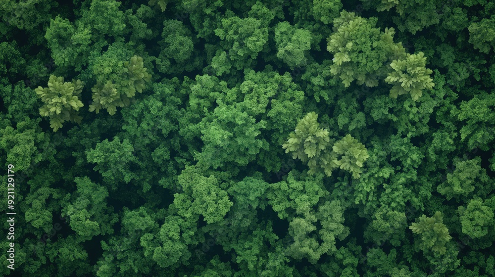 Aerial View of Dense Green Forest Canopy