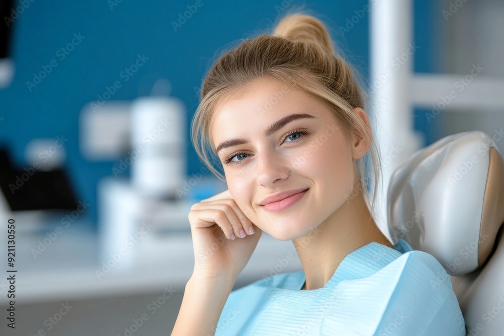 Radiant Young Woman Smiling Confidently at the Dentist's Office Radiant Young Woman Smiling Confidently at the Dentist's Office