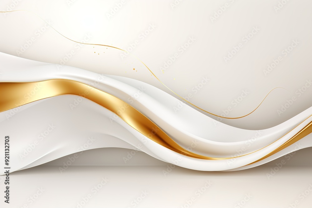Obraz premium Abstract white and gold wave background.