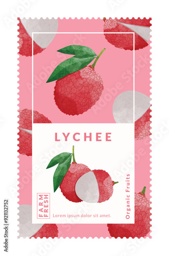 Lychee packaging design templates, watercolour style vector illustration.