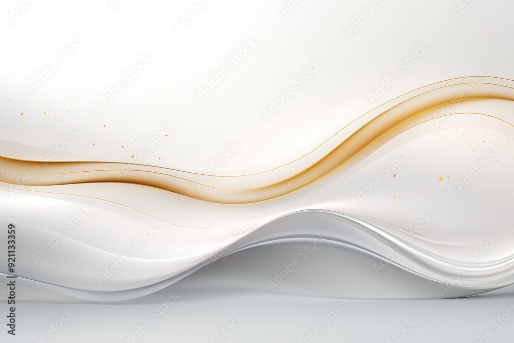 Abstract white and gold wave background.