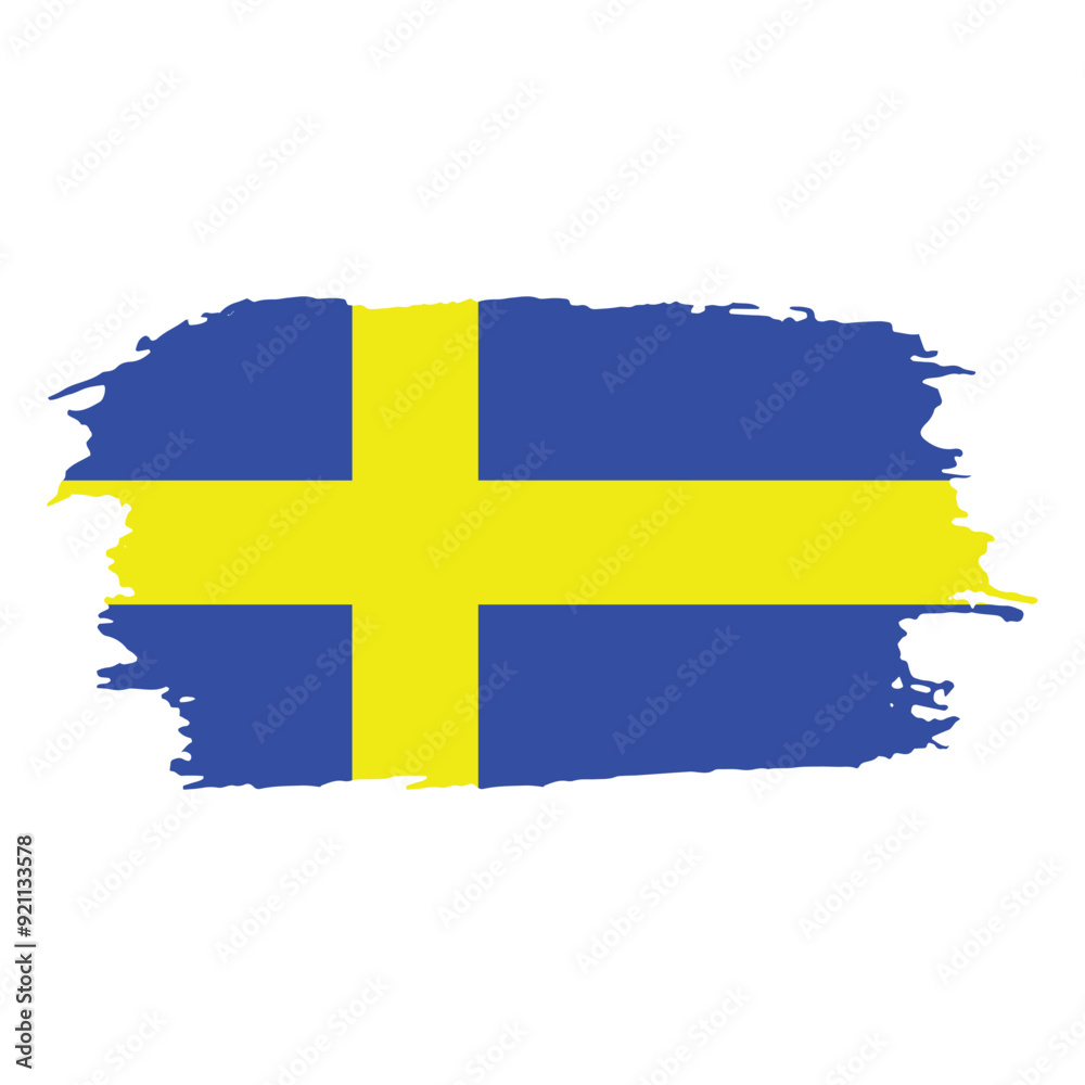 Brush painted national emblem of Sweden country on white background Brush painted national emblem of Sweden country on white background