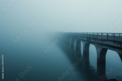 Wallpaper Mural A bridge partially obscured by fog, offering a hauntingly beautiful view that invites contemplation and wonder, A bridge disappearing into the fog, AI generated Torontodigital.ca