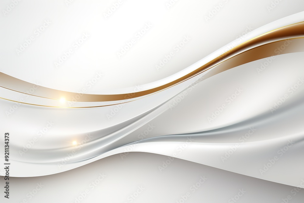 Obraz premium Abstract white and gold wave background.
