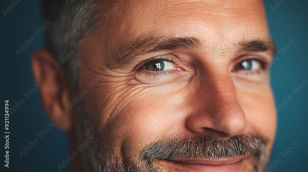 Close-up Portrait of a Man with a Warm Smile: A captivating portrait of a man, featuring his captivating eyes and a hint of a warm smile, evoking a sense of confidence and kindness. This image is perf Close-up Portrait of a Man with a Warm Smile: A captivating portrait of a man, featuring his captivating eyes and a hint of a warm smile, evoking a sense of confidence and kindness. This image is perf