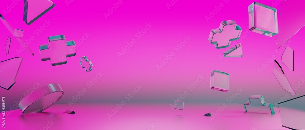 Fototapeta premium 3d illustration rendering of y2k gamer technology futuristic cyberpunk sci-fi display podium, gaming scifi stage pedestal abstract background