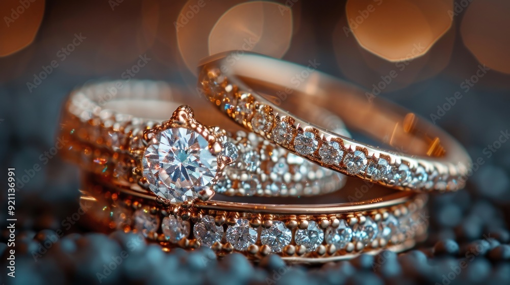 Diamond Engagement Ring with a Bokeh Background