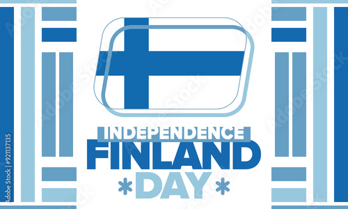 Finland Independence Day. Finnish national happy holiday, celebrated annual in December 6. Finland flag. Patriotic elements. Poster, card, banner and background. Vector illustration
