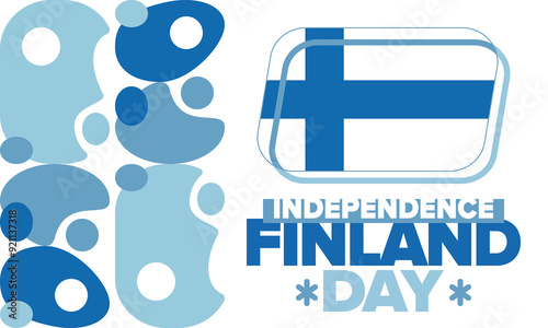 Finland Independence Day. Finnish national happy holiday, celebrated annual in December 6. Finland flag. Patriotic elements. Poster, card, banner and background. Vector illustration