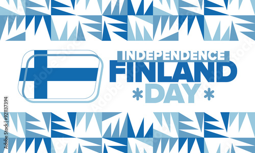 Finland Independence Day. Finnish national happy holiday, celebrated annual in December 6. Finland flag. Patriotic elements. Poster, card, banner and background. Vector illustration