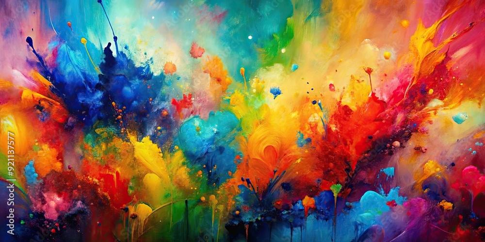 Fototapeta premium Vibrant abstract expressionist artwork with bold colors , art, abstract, expressionist, vibrant, colorful