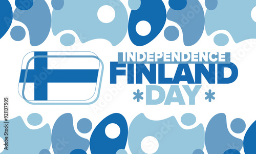 Finland Independence Day. Finnish national happy holiday, celebrated annual in December 6. Finland flag. Patriotic elements. Poster, card, banner and background. Vector illustration