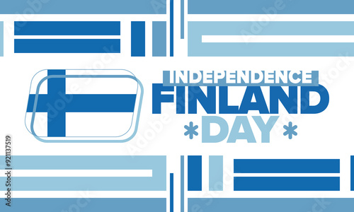 Finland Independence Day. Finnish national happy holiday, celebrated annual in December 6. Finland flag. Patriotic elements. Poster, card, banner and background. Vector illustration