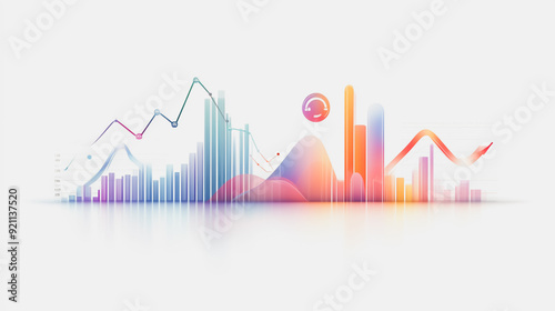 Free Download Abstract white background with pastel colorful charts and graphs with statistics to analyze business potential and forecast future development of companies growth. - GFXLoad
