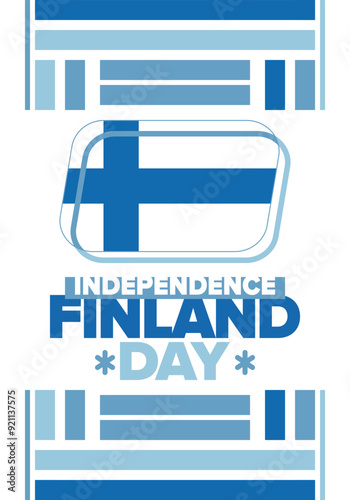 Finland Independence Day. Finnish national happy holiday, celebrated annual in December 6. Finland flag. Patriotic elements. Poster, card, banner and background. Vector illustration