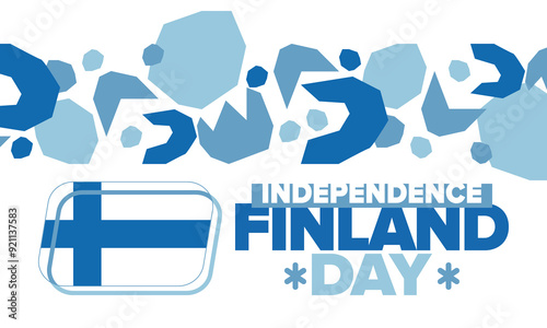 Finland Independence Day. Finnish national happy holiday, celebrated annual in December 6. Finland flag. Patriotic elements. Poster, card, banner and background. Vector illustration