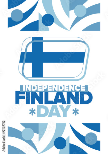 Finland Independence Day. Finnish national happy holiday, celebrated annual in December 6. Finland flag. Patriotic elements. Poster, card, banner and background. Vector illustration