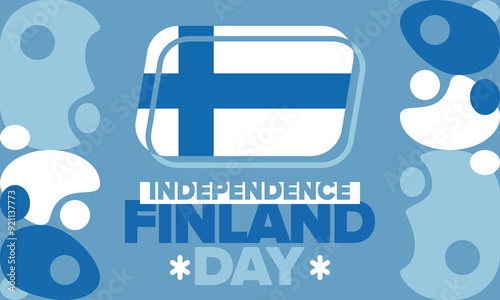 Finland Independence Day. Finnish national happy holiday, celebrated annual in December 6. Finland flag. Patriotic elements. Poster, card, banner and background. Vector illustration
