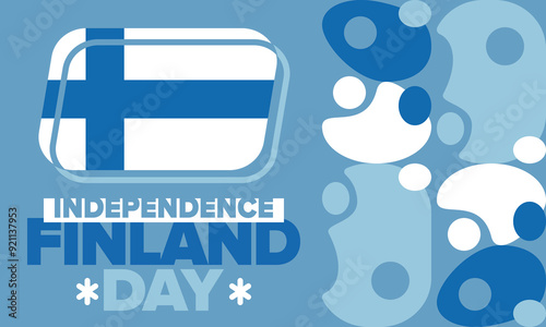 Finland Independence Day. Finnish national happy holiday, celebrated annual in December 6. Finland flag. Patriotic elements. Poster, card, banner and background. Vector illustration