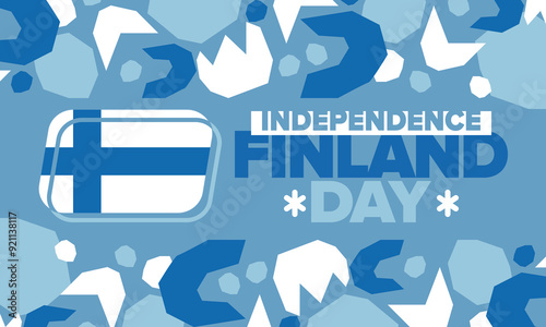 Finland Independence Day. Finnish national happy holiday, celebrated annual in December 6. Finland flag. Patriotic elements. Poster, card, banner and background. Vector illustration