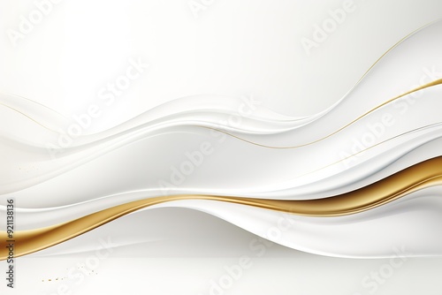 Abstract white and gold wave background with copy space.