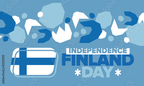 Finland Independence Day. Finnish national happy holiday, celebrated annual in December 6. Finland flag. Patriotic elements. Poster, card, banner and background. Vector illustration