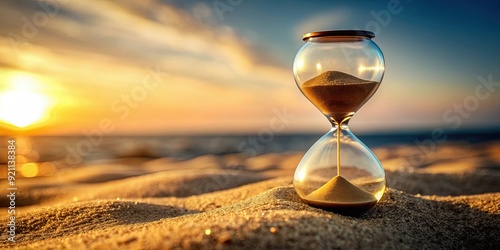 Hourglass with sand running out symbolizing end of the world, apocalypse, countdown, time running out