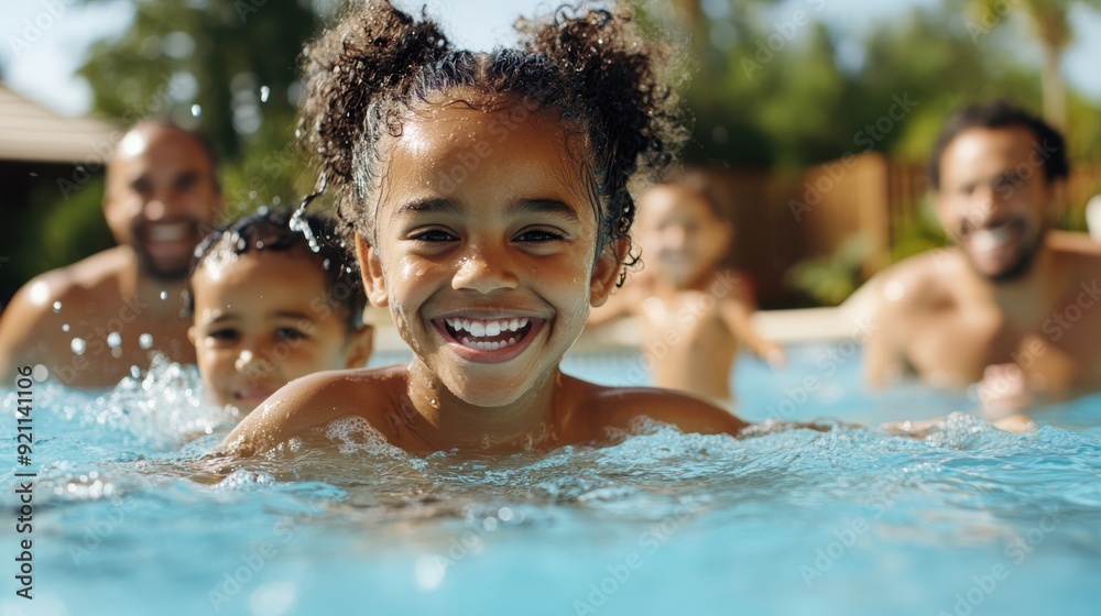 Children happily swim in a pool with friends, enjoying a warm, sunny day. The lively and joyful atmosphere captures the essence of carefree childhood moments. Children happily swim in a pool with friends, enjoying a warm, sunny day. The lively and joyful atmosphere captures the essence of carefree childhood moments.