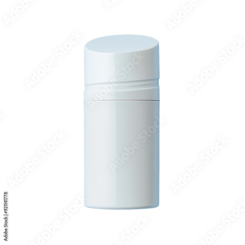 The image shows a white, cylindrical plastic container with a screw-on cap. generative ai