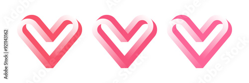 Impossible shape of heart in 3d style isolated on white background. Heart logo collection for Valentine's Day, postcards or greeting. Vector illustration