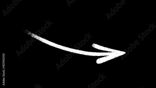 Set of hand drawn arrow animations. Arrow doodle on a transparent background. Video Alpha channel. Arrow brush isolated on black background