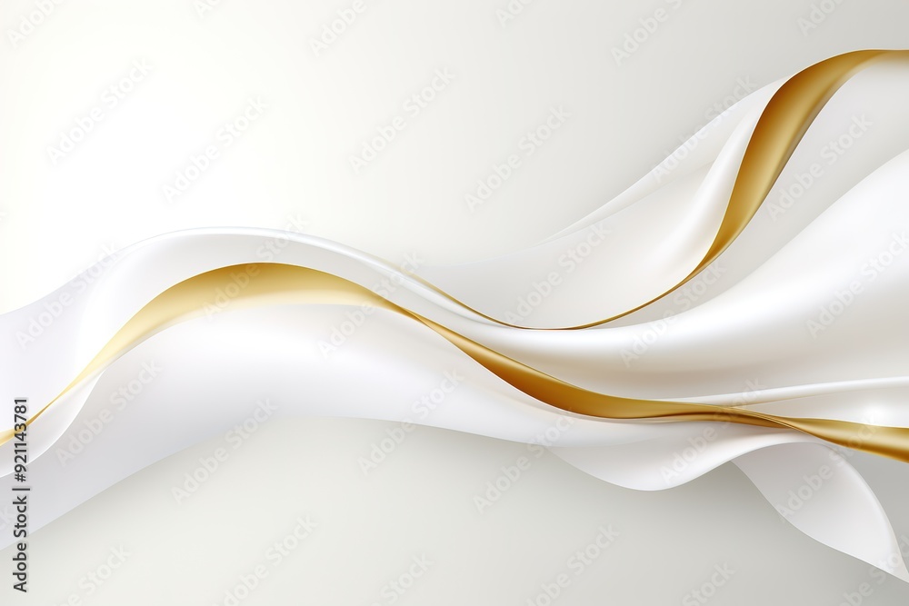 Obraz premium Abstract white and gold wave design.