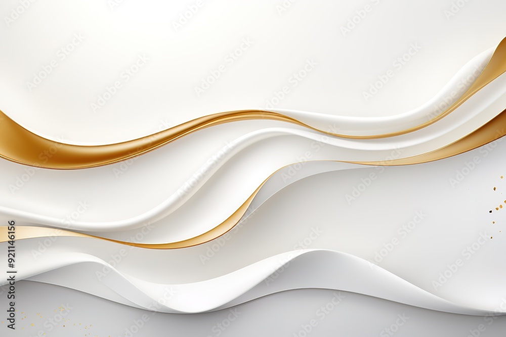 Obraz premium Abstract white and gold waves background.